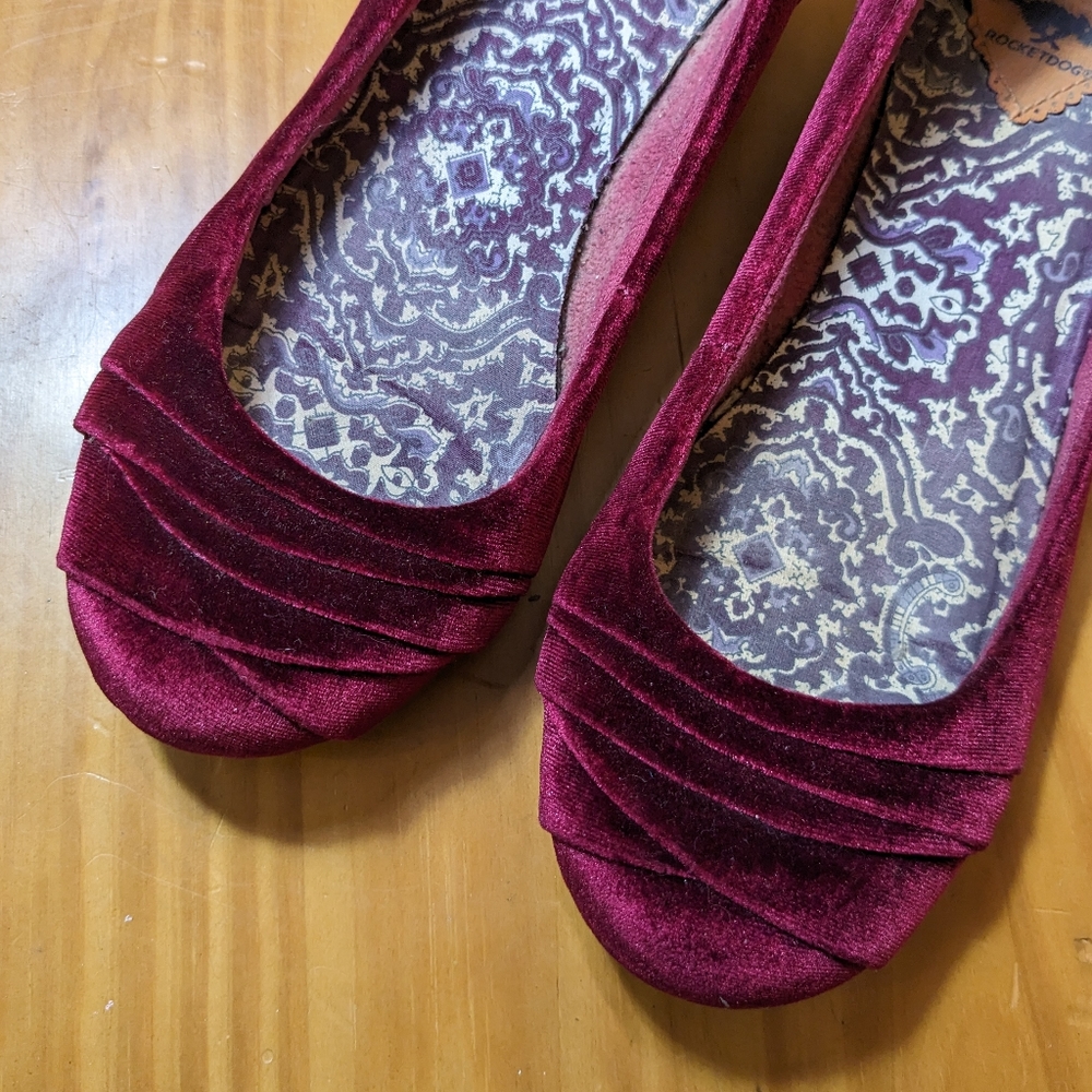 Dark Cherry Velvet Babydoll Slippers